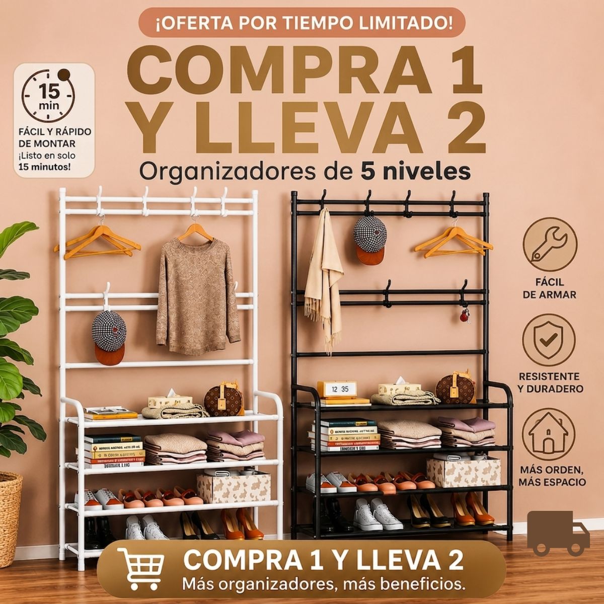 🔥 ¡Oferta por Tiempo Limitado! Compra 1 Organizador de 5 Niveles y Recibe 2