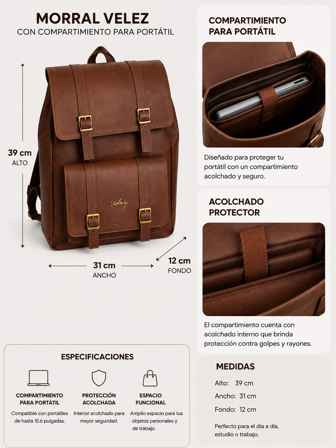 ✨ Mochila Vintage de Cuero Premium para Mujer 🔥 Oferta por Tiempo Limitado | Solo $168.000